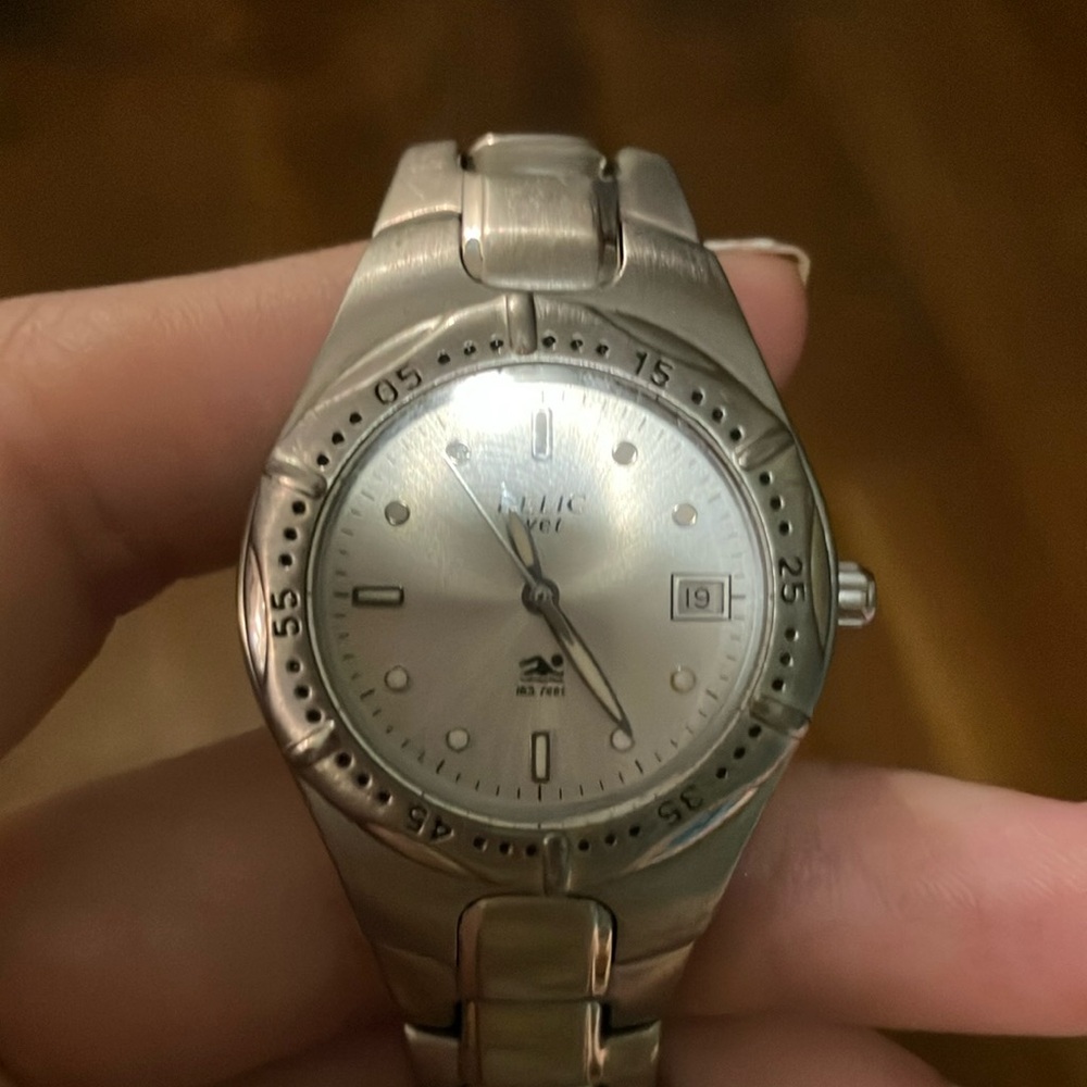 Relic Silver Watch with Crystal Bezel